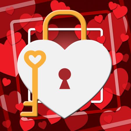 Hearts Lock Indicates In Love And Adoration