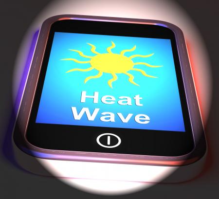 Heat Wave On Phone Displays Hot Weather