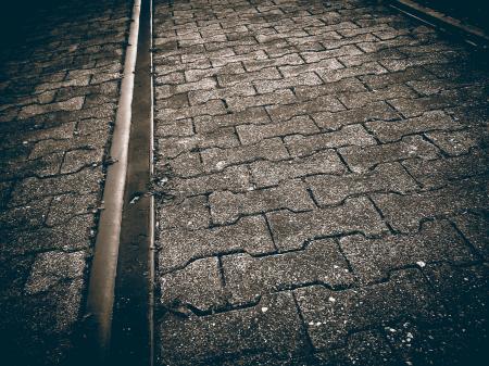 High Angle View of Cobblestone Street