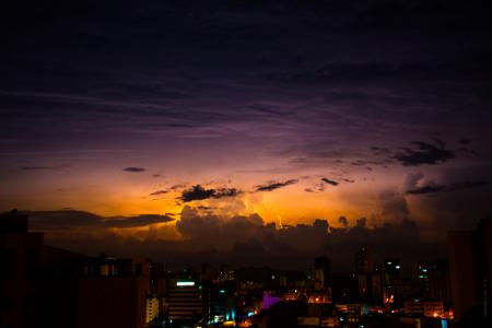 High Rise Buildings Under Nimbus Clouds