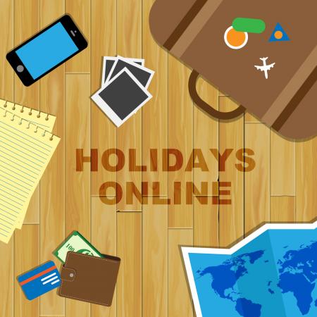 Holidays Online Means Vacations Website And Break