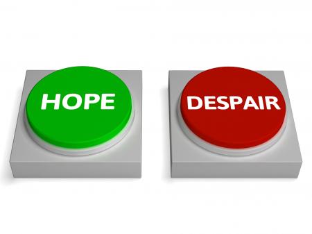 Hope Despair Buttons Show Hopelessness Or Hopeful