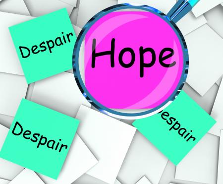 Hope Despair Post-It Papers Show Wishing Or Desperate