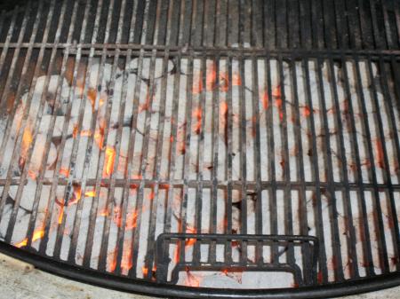 Hot coals in grill