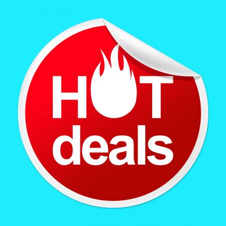 Hot Deals Sticker Indicates Number One And Best