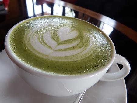 Hot Green Tea with Heart Art