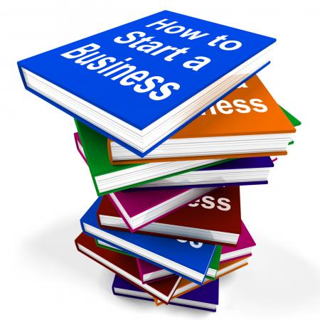 How To Start A Business Book Stack Shows Begin Company Partnership