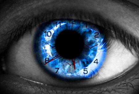 Human eye with clock - Time concept