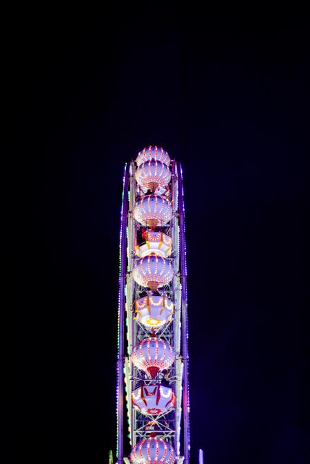 Illuminated Ferris Wheel at Night