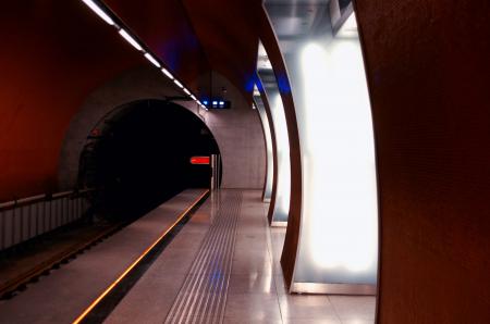 Illuminated Railroad Station Platform