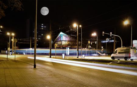 Illuminated Street Lights at Night