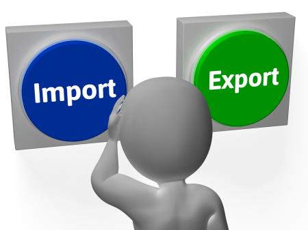 Import Export Buttons Show International Cargo Trade