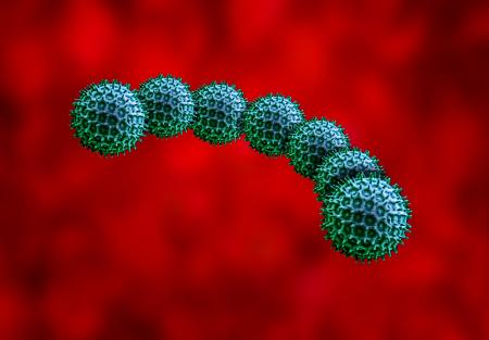 Infectious Microbes on Blood Red Background