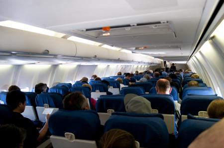 Interior of commercial airliner