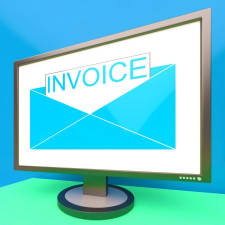 Invoice In Envelope On Monitor Showing Due Payments