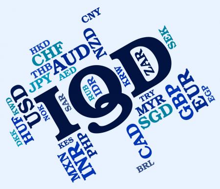 Iqd Currency Represents Iraqi Dinar And Dinars