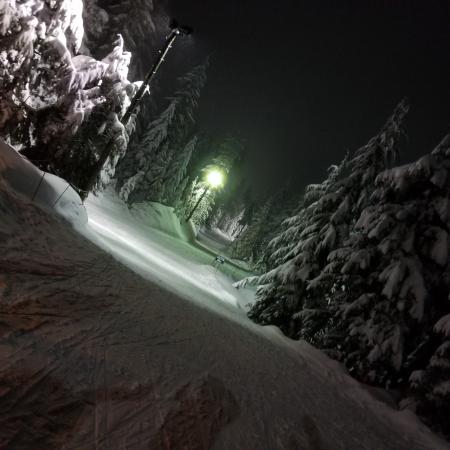 It was snowing (again!) and it was dry-ish by West Coast concrete powder standards :-) Fun slow cross-country ski night tonight @cypressmtn #thanks #lucky 20180201_210131