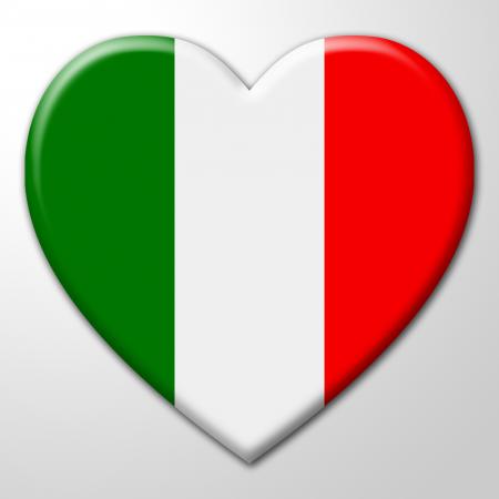 Italy Heart Indicates Valentines Day And Europe