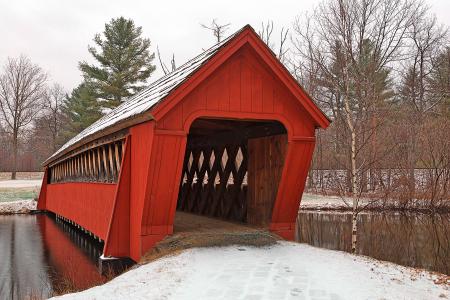 Jack O'Lantern Snow Covered Bridge - HDR