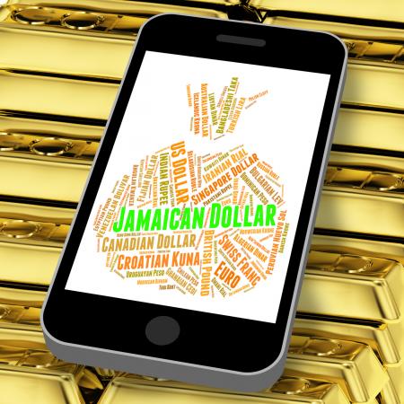 Jamaican Dollar Represents Currency Exchange And Coinage