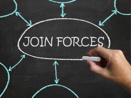 Join Forces Blackboard Means Work Together And Partnership