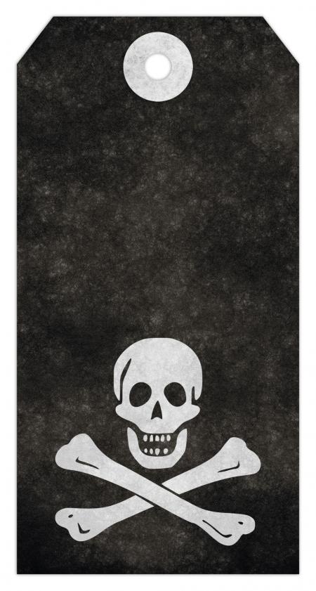 Jolly Roger Grunge Tag - Pirate Skull &a