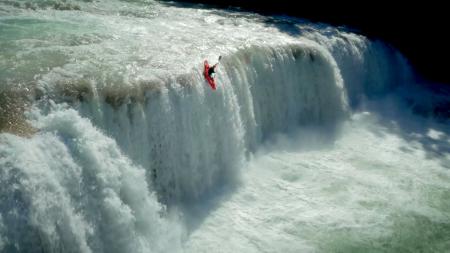 Kayaking through Waterfall