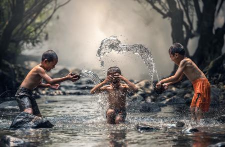 Kids Taking Bath