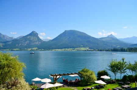 Lake and Mountain Under Blue Sky and White Clouds View Aerial Photography