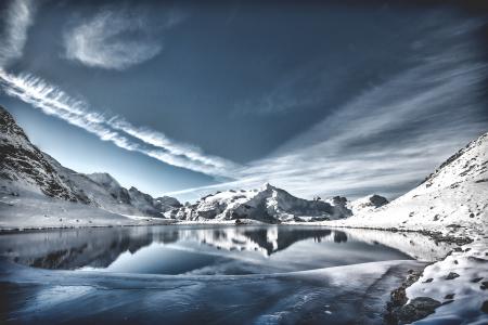 Lake on Between Snowy Mountain