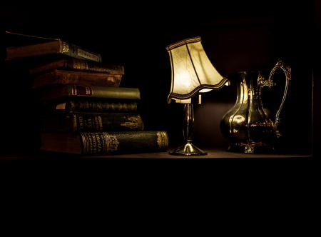 Lamp and old book