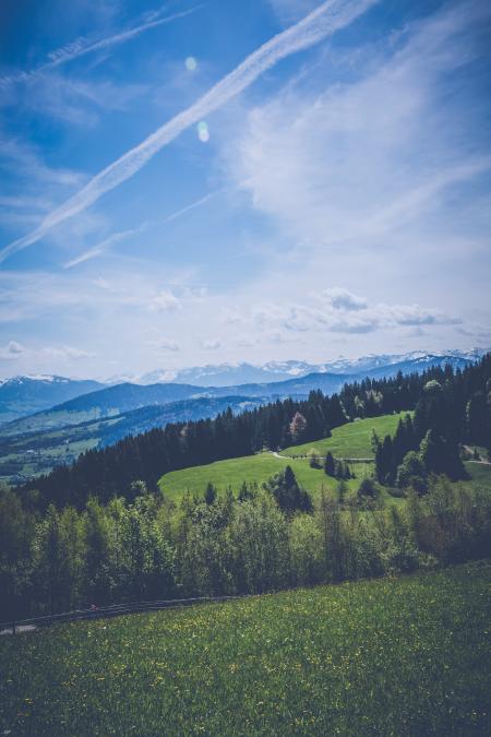 Landscape Photography of Green Grass Field Mountain