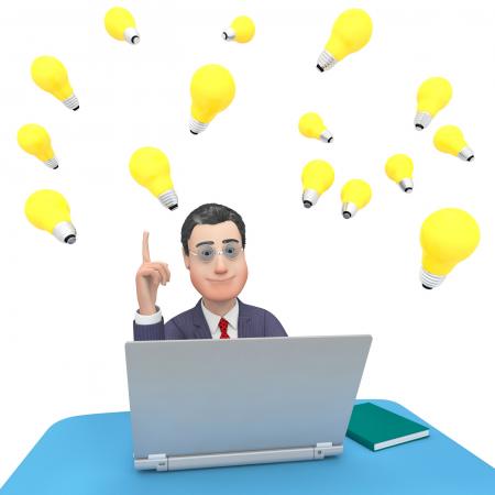 Laptop Character Shows World Wide Web And Businessman 3d Rendering