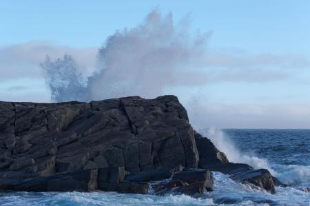 Large waves crashing on shoreline