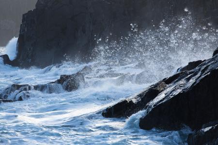 Large waves crashing on shoreline