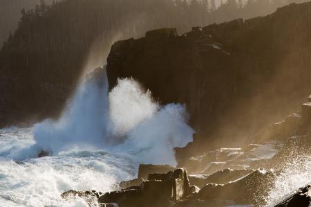 Large waves crashing on shoreline