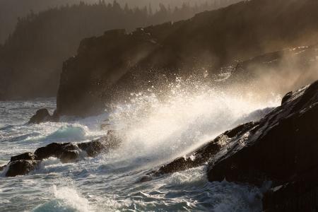 Large waves crashing on shoreline