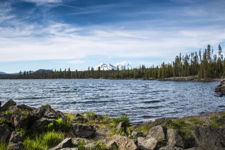 Lava Lake, Cascade Lakes Scenic Byway, Oregon, Mt. Bachelor view