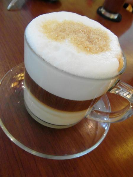Layered Latte in Glass Cup