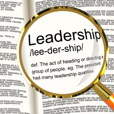 Leadership Definition Magnifier Showing Active Management And Achievem