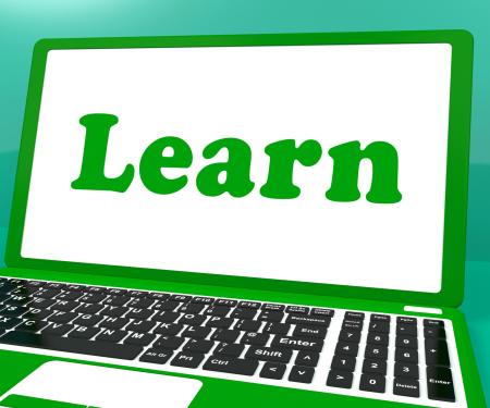 Learn Laptop Shows Web Learning Or Studying