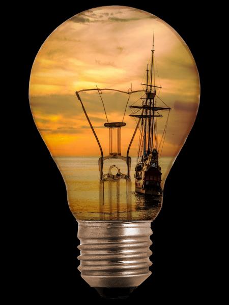 Light Bulb with Ship Inside