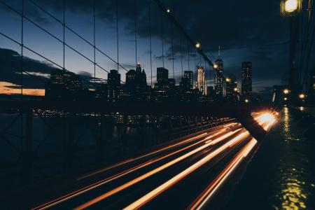 Light Trails on City Street at Night