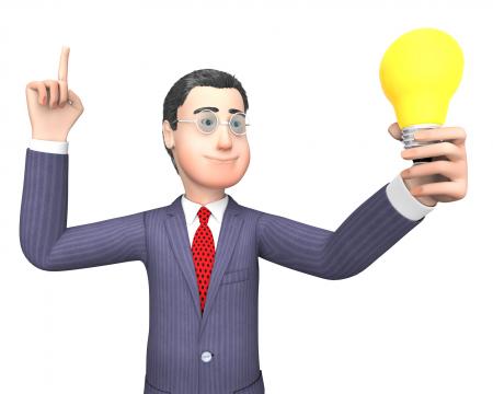 Lightbulb Businessman Represents Power Source And Character 3d Renderi