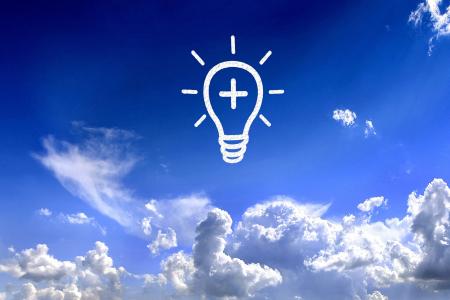 Light bulb in the sky - Brilliant ideas concept