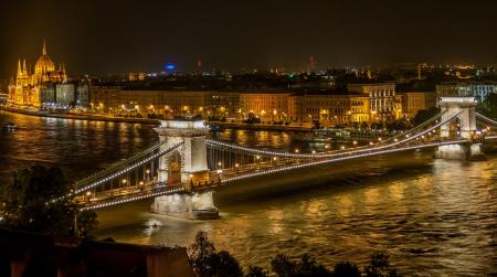 Lighted Bridge during Night Time