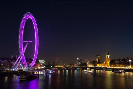 Lighted Ferrys Wheel Near Body of Water during Nighttime