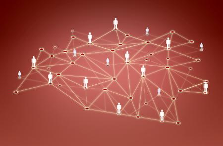 Linked In a Network - Social network and social connections concept