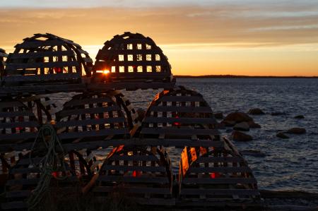 Sunset Fishing Pots