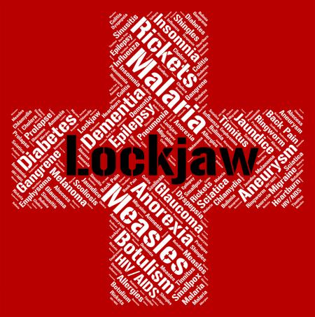 Lockjaw Word Shows Poor Health And Affliction